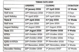 Official Kenya School Term Dates 2026 Released: Full Ministry of Education Calendar for All Schools 1771915518067
